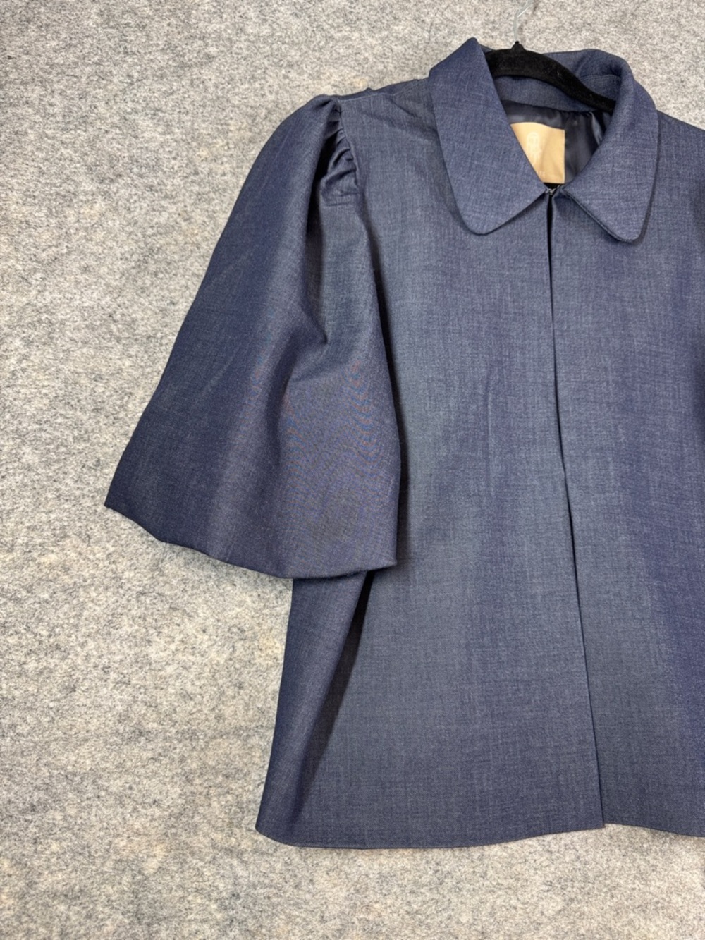 Culture Navy Short Swing Jacket Puff Sleeves XL Boho Minimalist Chic Career - Picture 4 of 14
